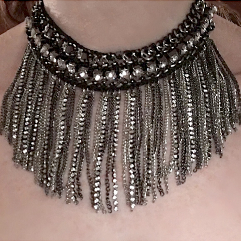 Elegant Chain Rhinestone Dangling Choker Necklace